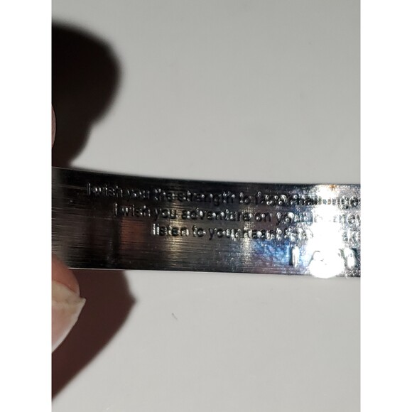 A Waves Engraved Open Bangle Cuff Bracelet Inscribed Stainless Steel - Picture 6 of 7